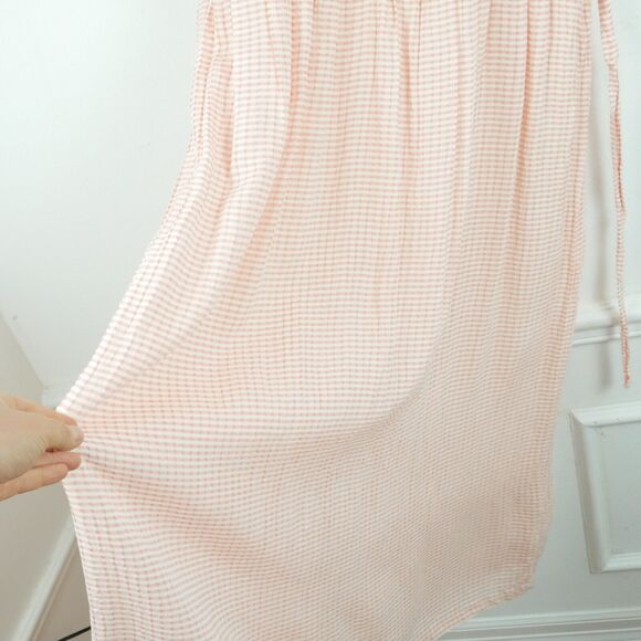 Vintage Size 6 Dress Embroidered Collar Pink Gingham Cottagecore 90s Dainty Midi - Picture 6 of 10